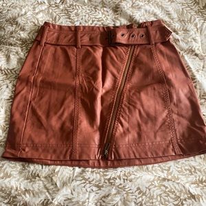 Free People Orange Faux Leather Skirt